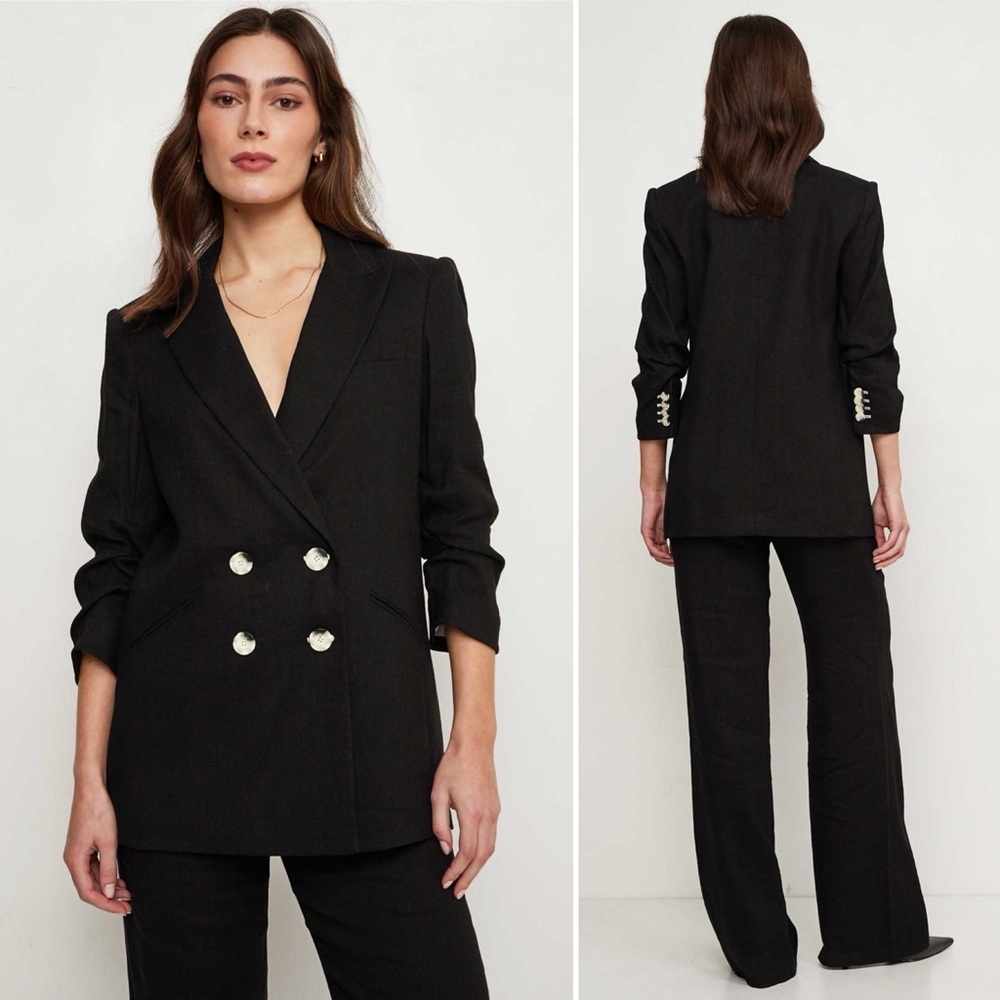 Veronica Beard Kiernan Linen Blend Dickey Blazer Jacket Black Size 0 - Picture 13 of 15